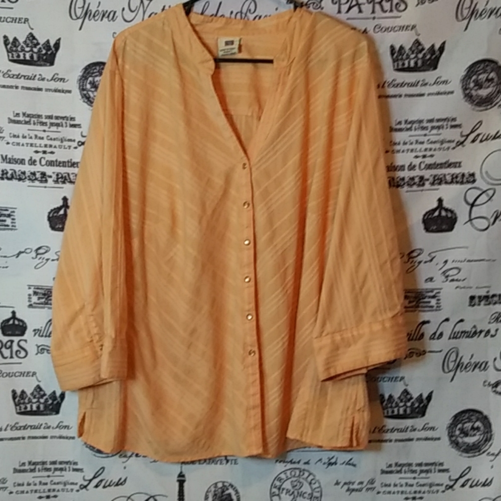 Peach button down